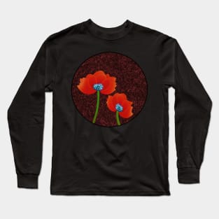 Digital Abstract of Red Poppies Back Version (MD23Mrl004) Long Sleeve T-Shirt